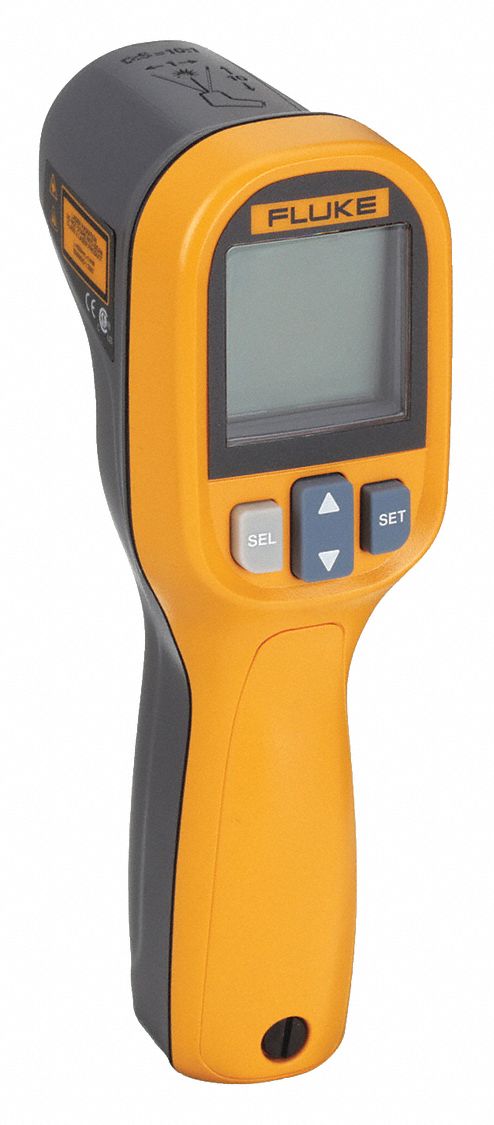 FLUKE Infrared Thermometer: -22° to 932°, 1 in @ 10 in Focus, Adj 0.10 to  1.00, Single Dot