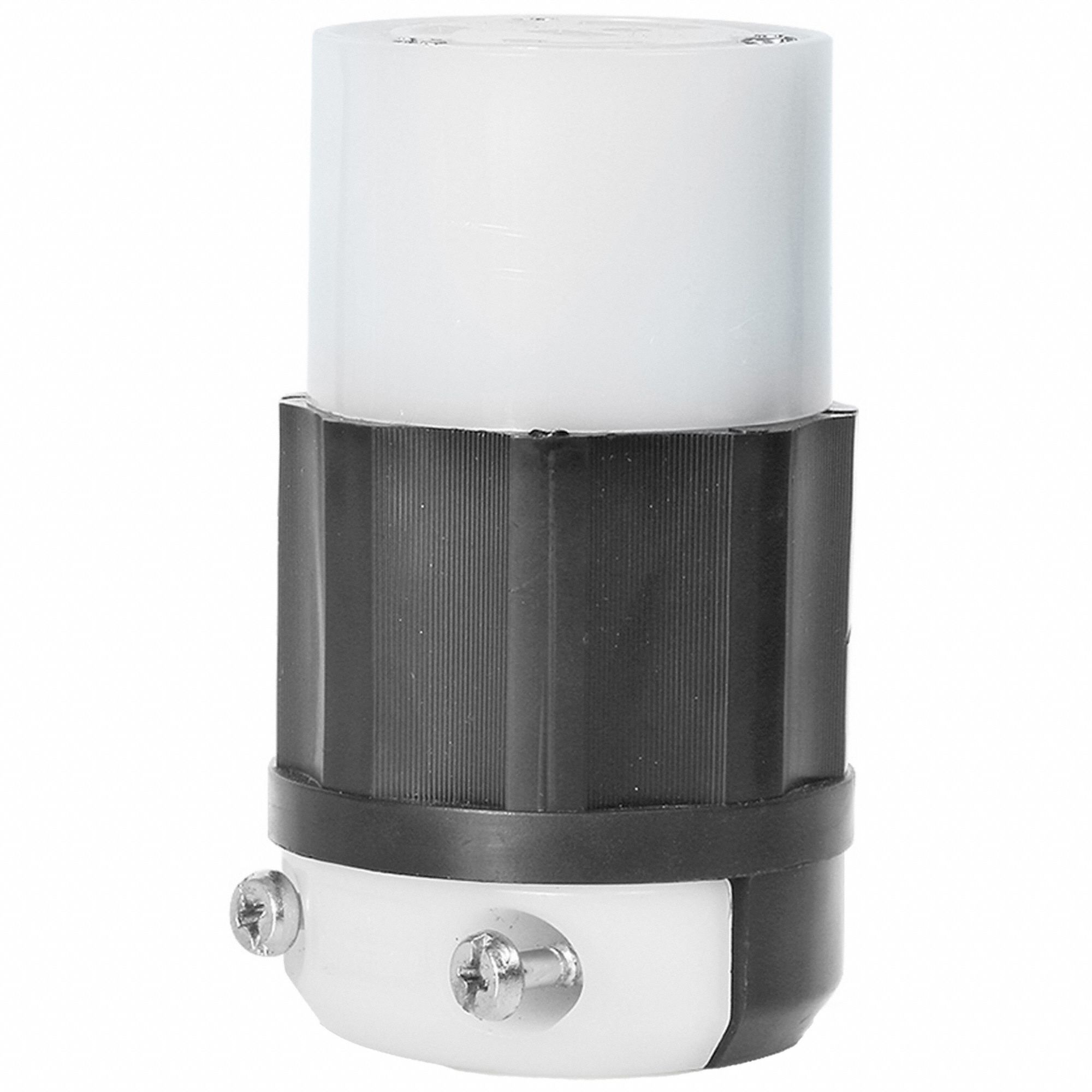 Locking Connector: L10-20R, 20 A, 125/250V AC, 3 Poles, Black/White, Screw Terminals