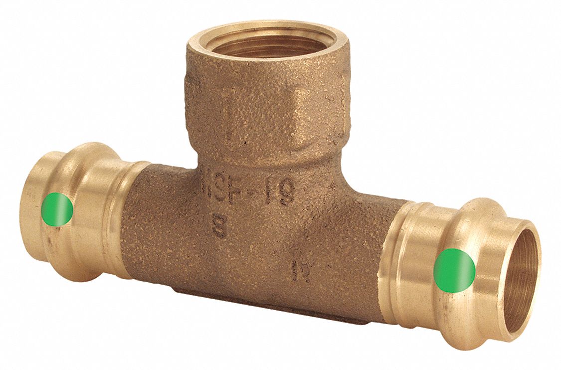 TEE: BRONZE, PRESS-FIT X PRESS-FIT X FPT, 1½ IN X 1½ IN COPPER TUBE SIZE