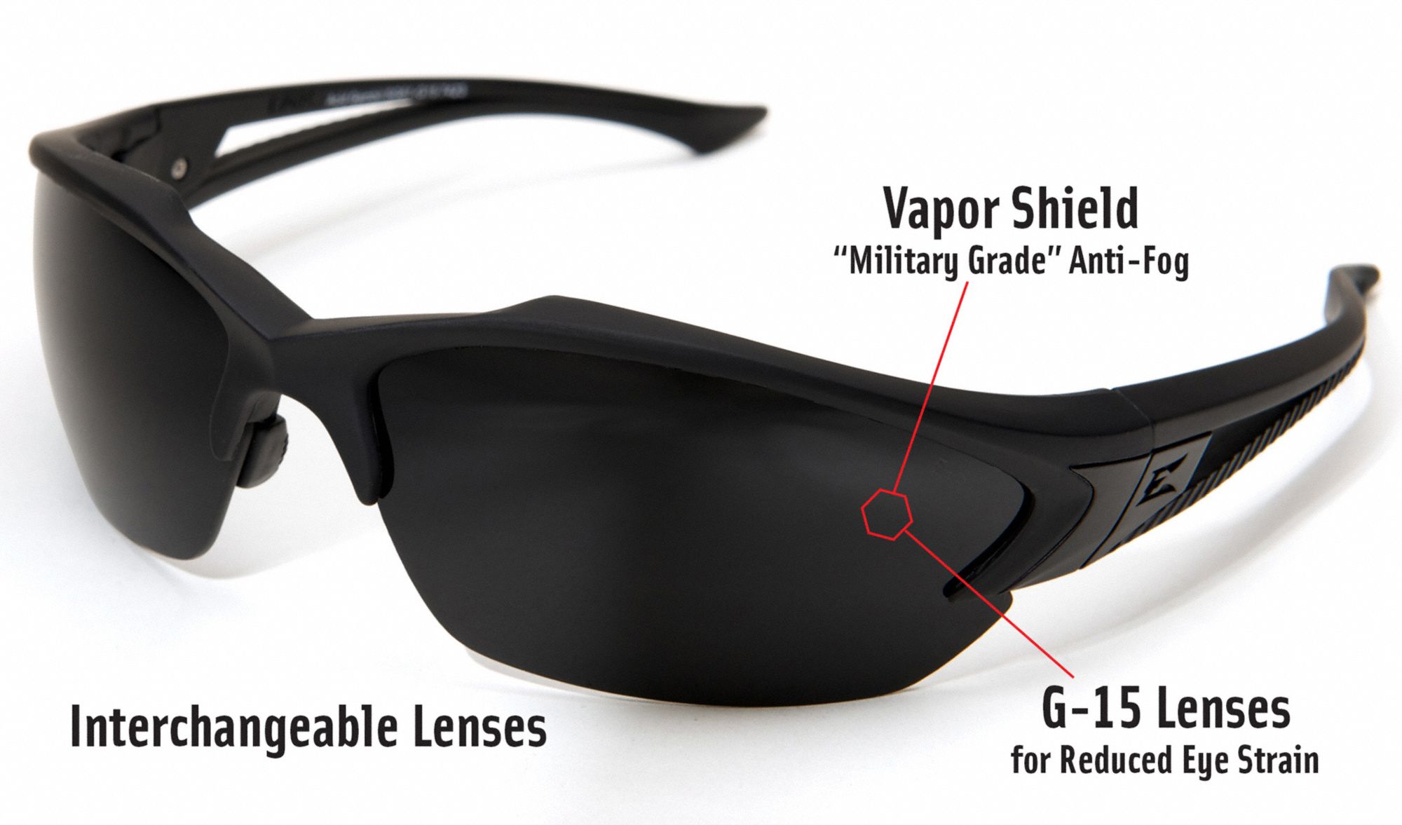 G-15 LENS EDGE TACTICAL EYEWEAR FALCON THIN TEMPLE with GASKET BLACK 