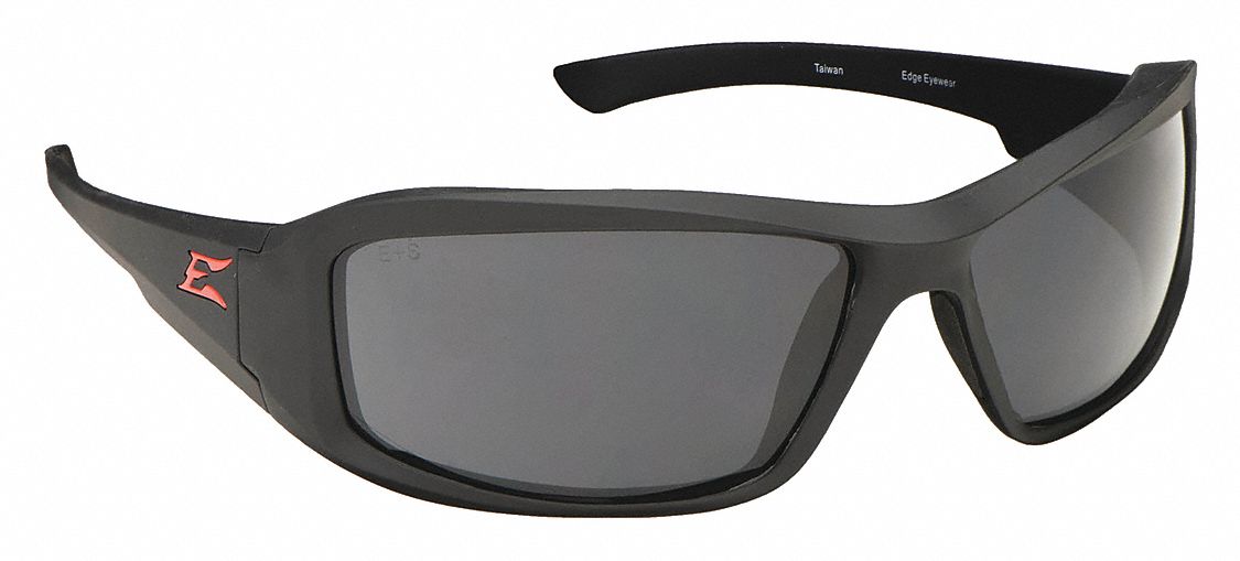 EDGE EYEWEAR Safety Glasses: Anti-Scratch, No Foam Lining, Wraparound  Frame, Full-Frame, Gray, Black