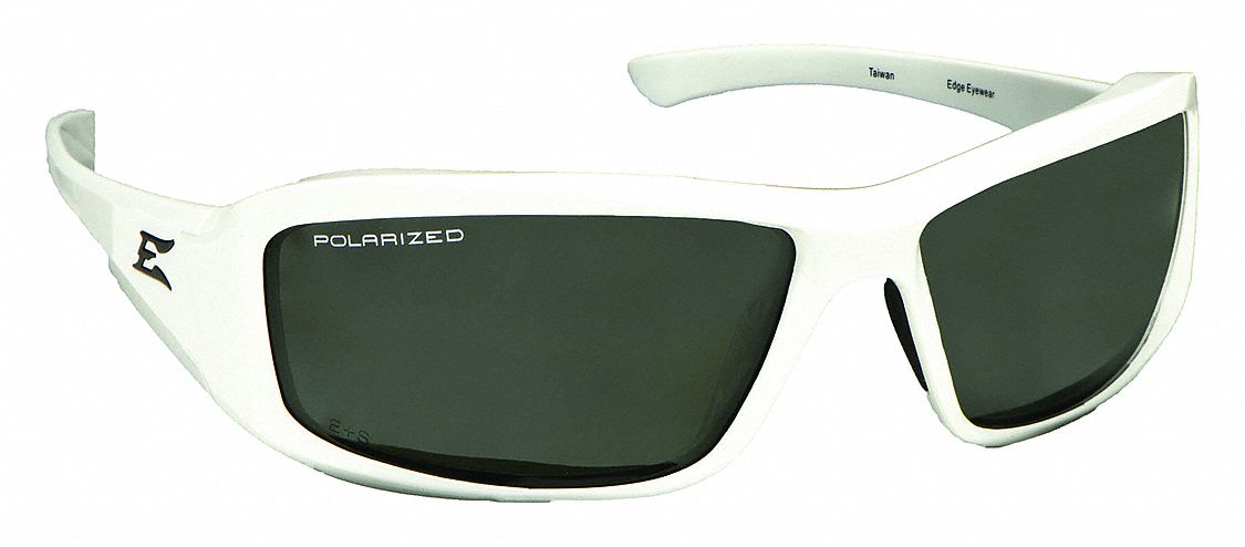Safety Glasses: Smoke Lens, Full-Frame, Metal Detectable, White Frame, Brazeau Series