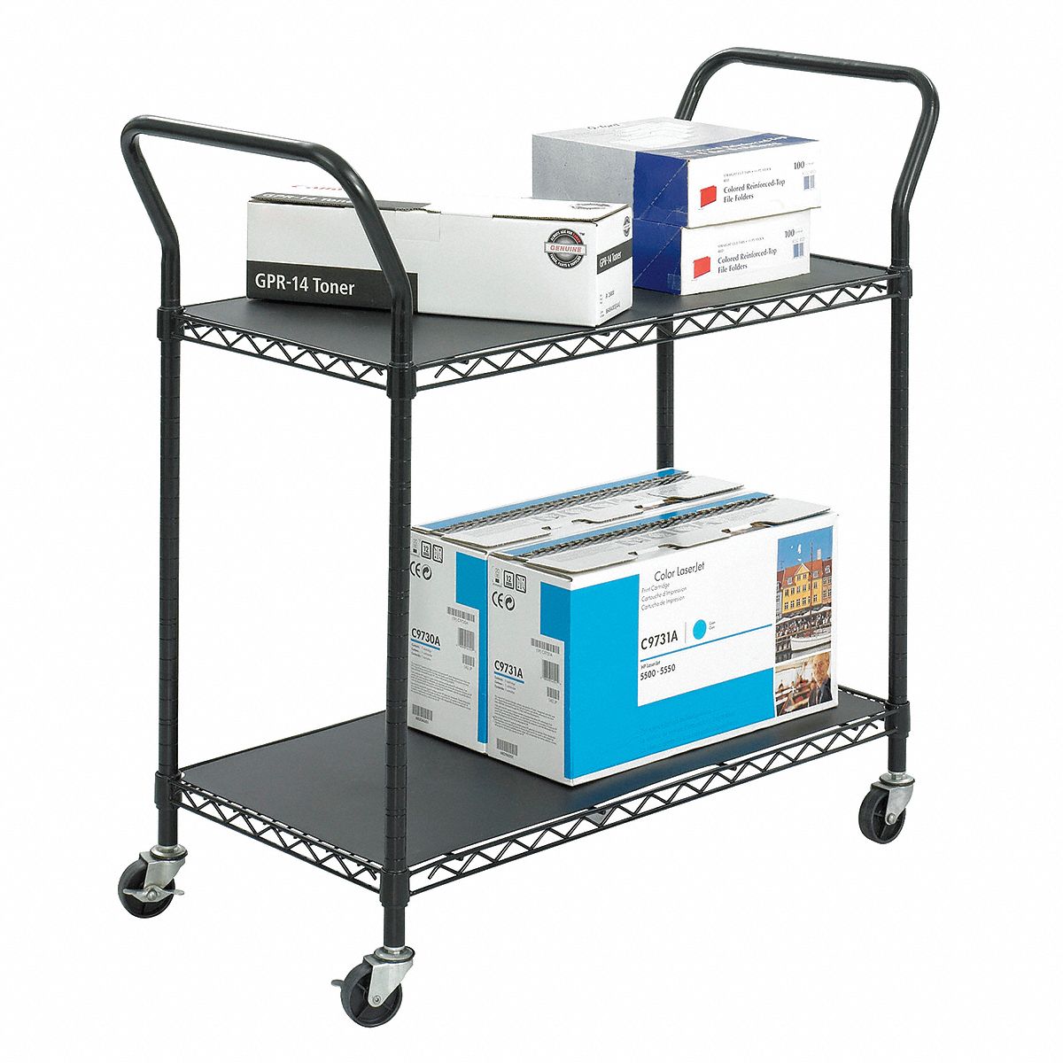 Wire Utility Cart, 400 lb Load Capacity, Number of Shelves 2 Grainger