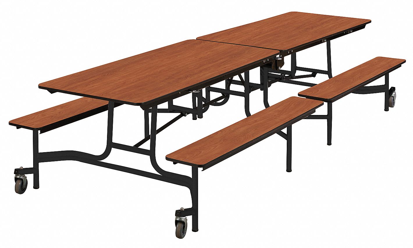 Midwest Folding 10 Seat Rectangle Mobile Bench Table Wild Cherry