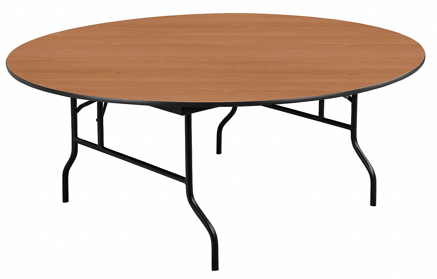 Round Folding Banquet Table, 30 in Height, 72 in Diameter, Walnut