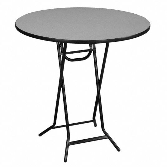 Round Folding Table, 42 in Height, 36 in Diameter, Gray Grainger