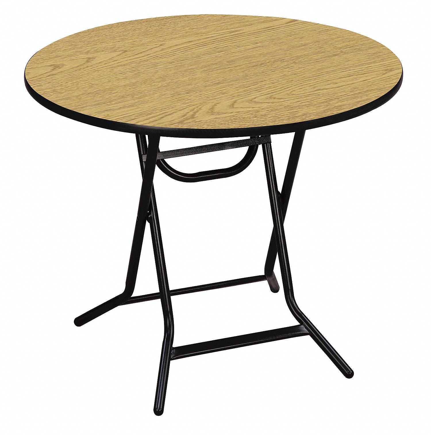Round Folding Table, 30 in Height, 30 in Diameter, Oak Grainger