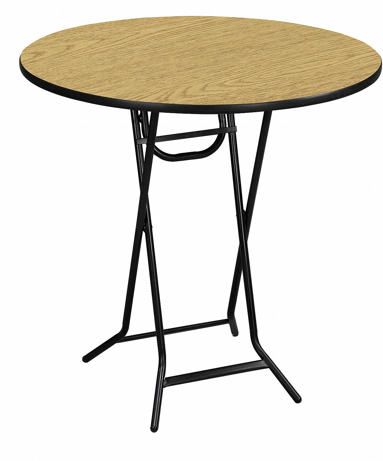 Round Folding Table, 42 in Height, 36 in Diameter, Oak Grainger