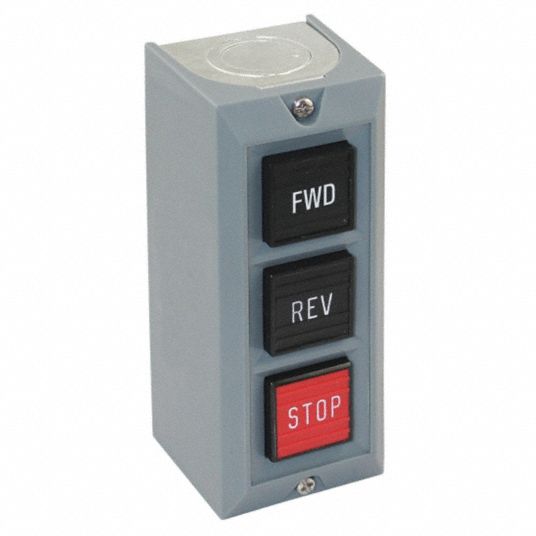 DAYTON Push Button Control Station, 1NC, 2NO/2NC, Forward/Reverse/Stop ...