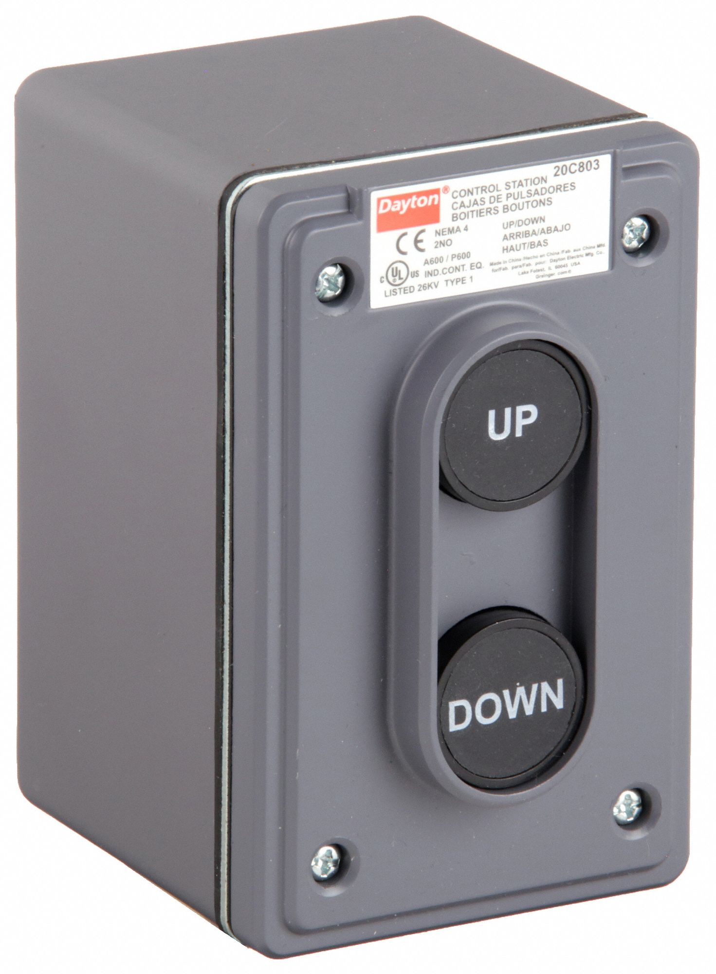 CONTROL STATION, 2 PUSH BUTTONS, 2NO, UP/DOWN