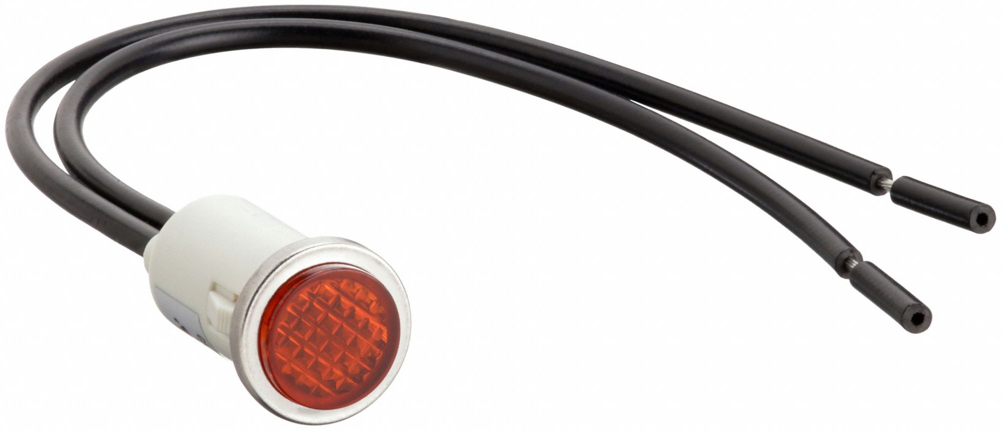 Flush Panel Light: Amber, 12 mm Panel Mounting Hole Dia, Neon, Nylon, Lens Included