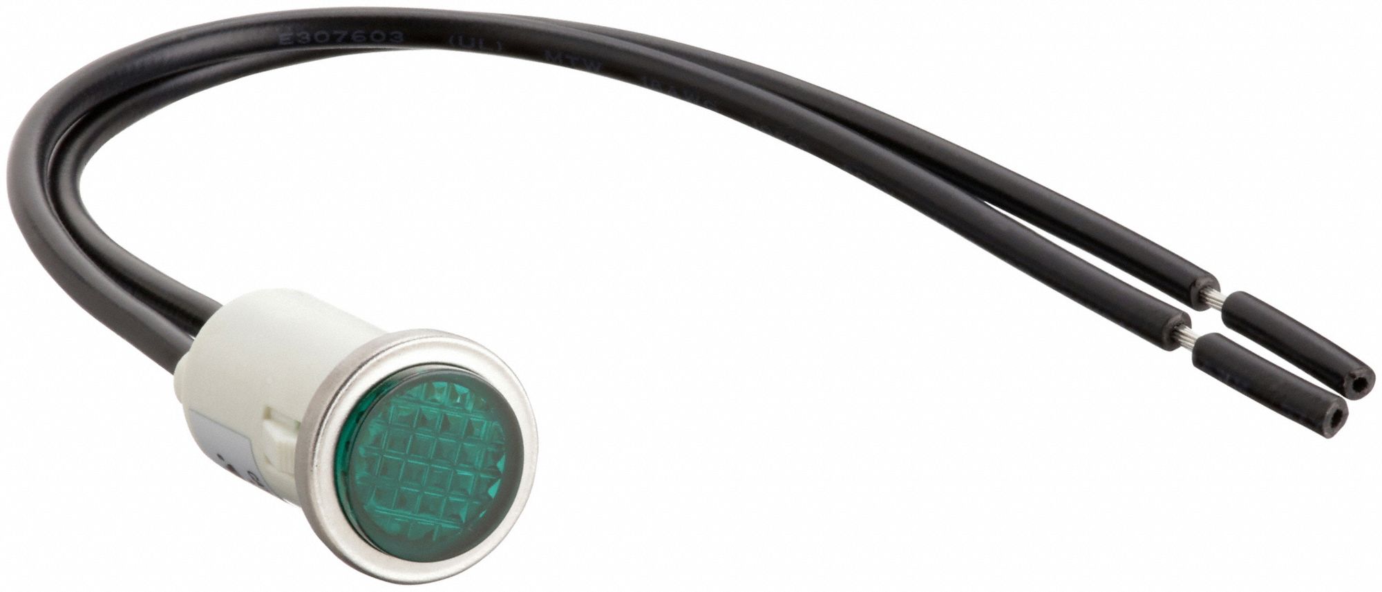 Flush Panel Light: Green, 12 mm Panel Mounting Hole Dia, Neon, Nylon, Lens Included