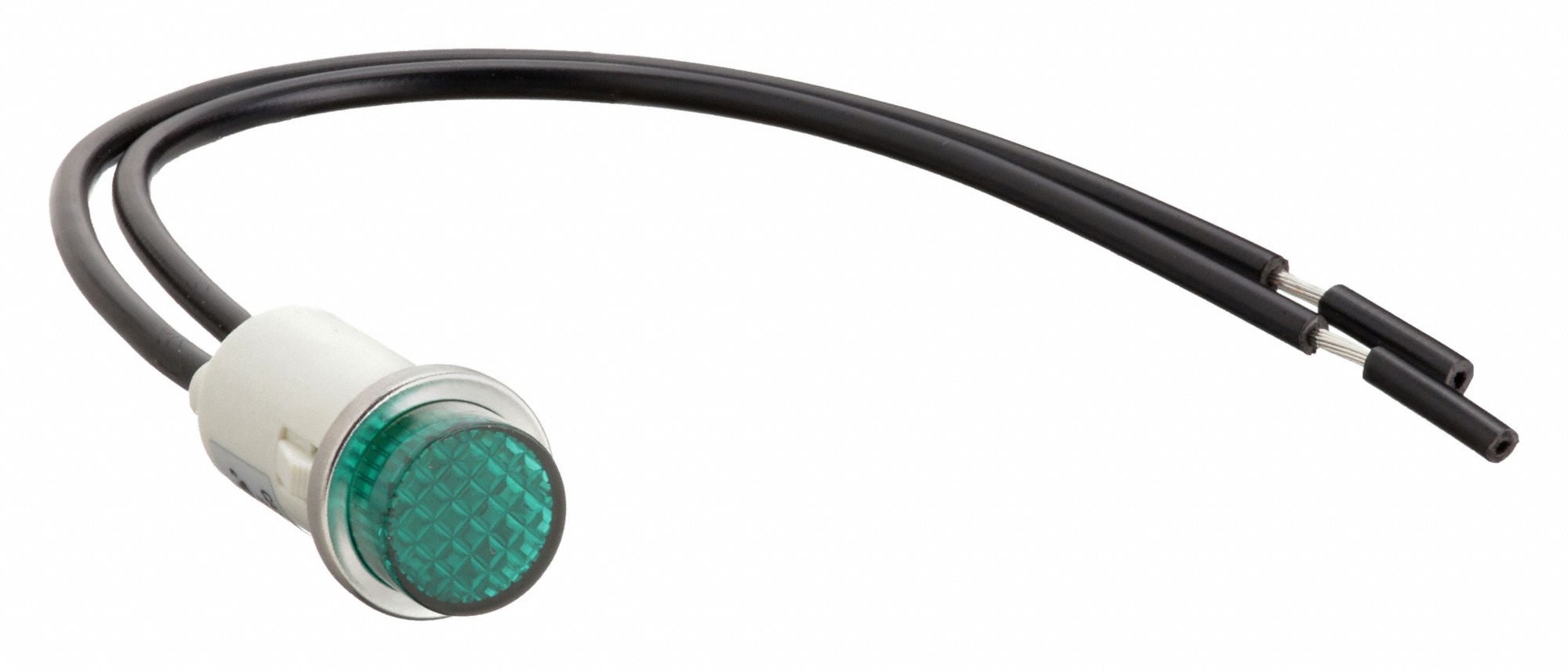 Raised Panel Light: Green, 12 mm Panel Mounting Hole Dia, Neon, Nylon, Lens Included