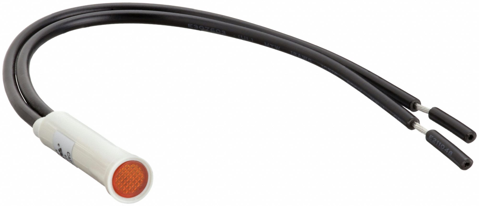 Flush Panel Light: Amber, 5/16 in Panel Mounting Hole Dia, Neon, Nylon, 20C857, 1