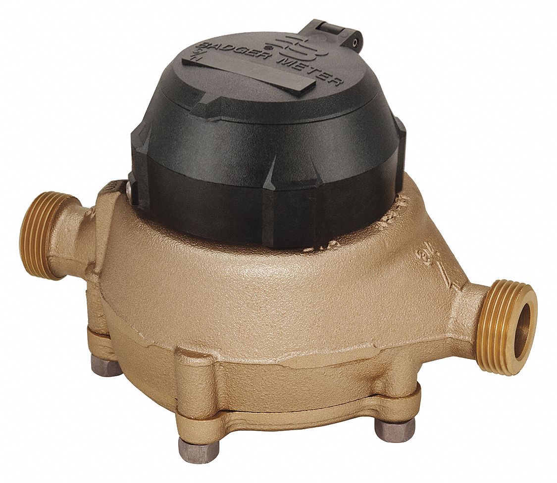 BADGER Mechanical Flowmeter 3/4 in Connection Size, NPT, Water, 150