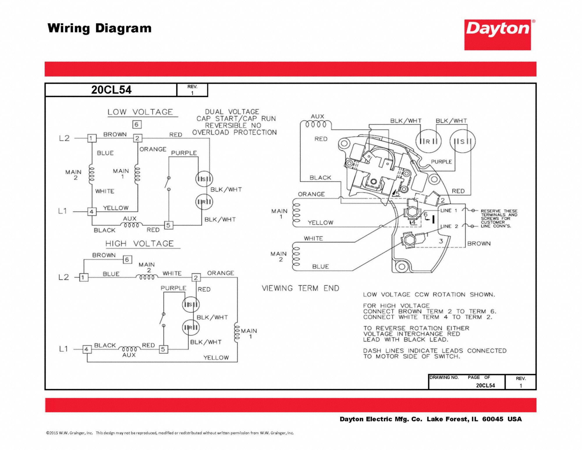 Dayton General Purpose Motor 1 2 Hp Capacitor Start Run Nameplate Rpm 3 450 Voltage 115 208 230v Ac 20cl54 103806 00 Grainger