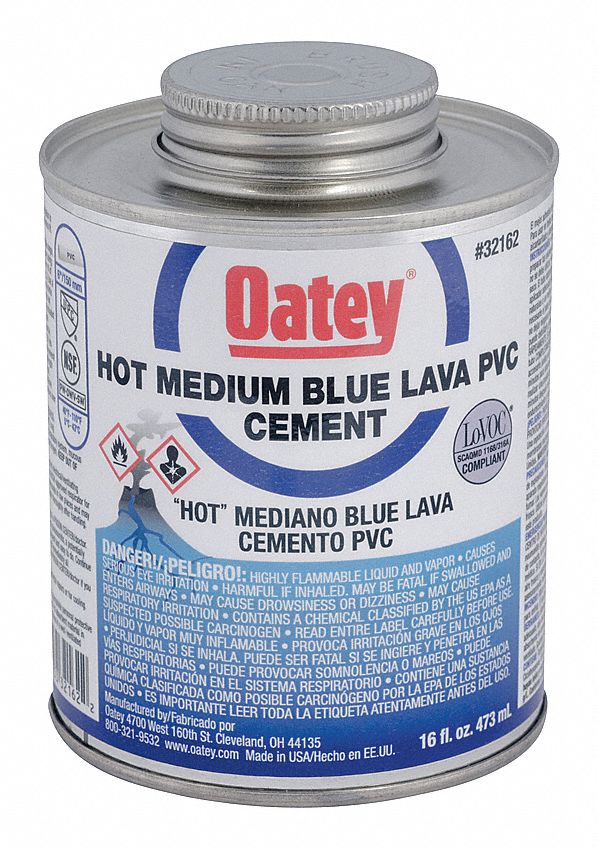 OATEY Blue Solvent Cement, Hot, Medium Bodied, PVC, Size 16 oz, For Use