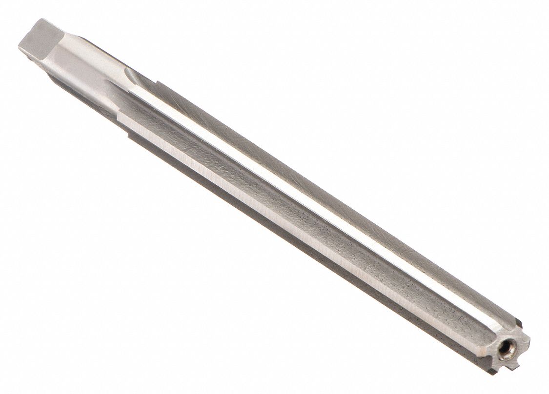 TAPER PIN REAMER, FOR #8 PIN, 25/64 IN SMALL END DIA, ½ IN LARGE END DIA, RIGHT HAND