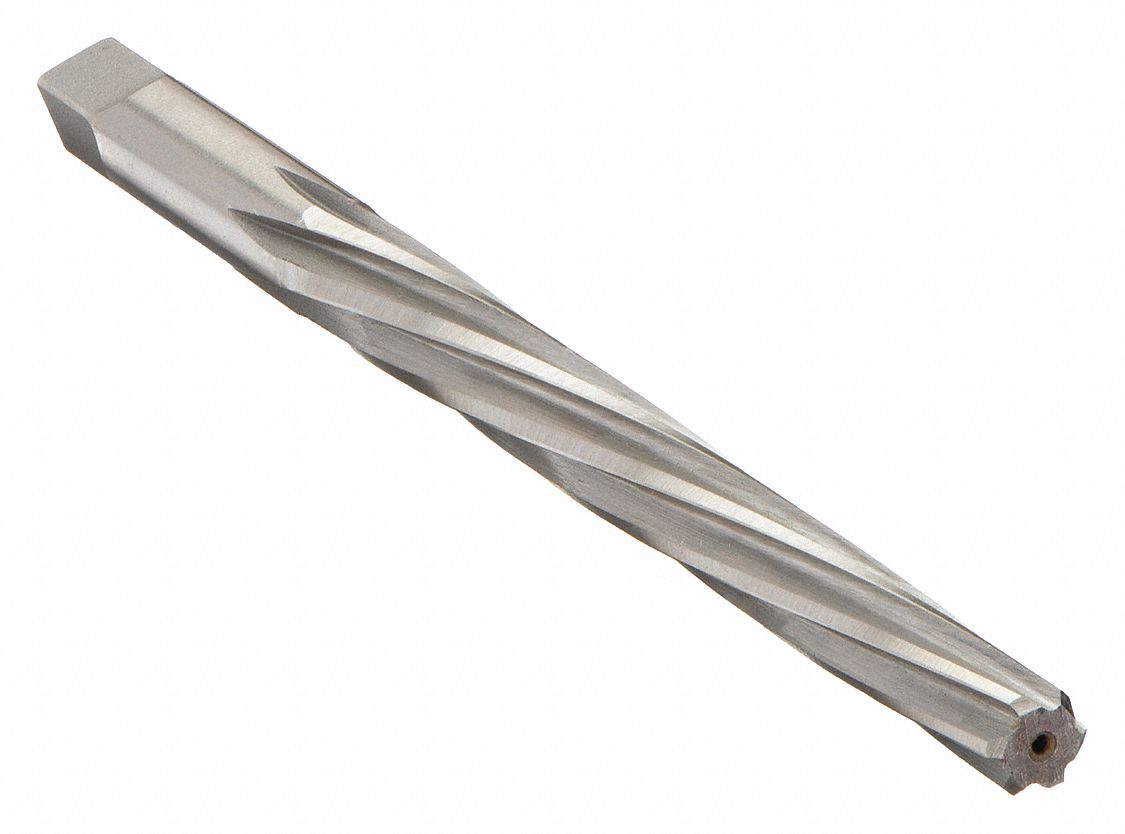 TAPER PIN REAMER, FOR #5 PIN, ¼ IN SMALL END DIAMETER, 19/64 IN LARGE END DIAMETER