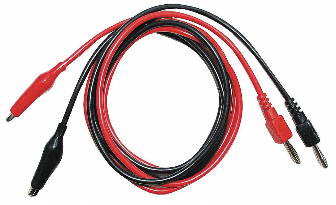 HOOK CLIP TEST LEADS,RED/BLACK,SILICONE