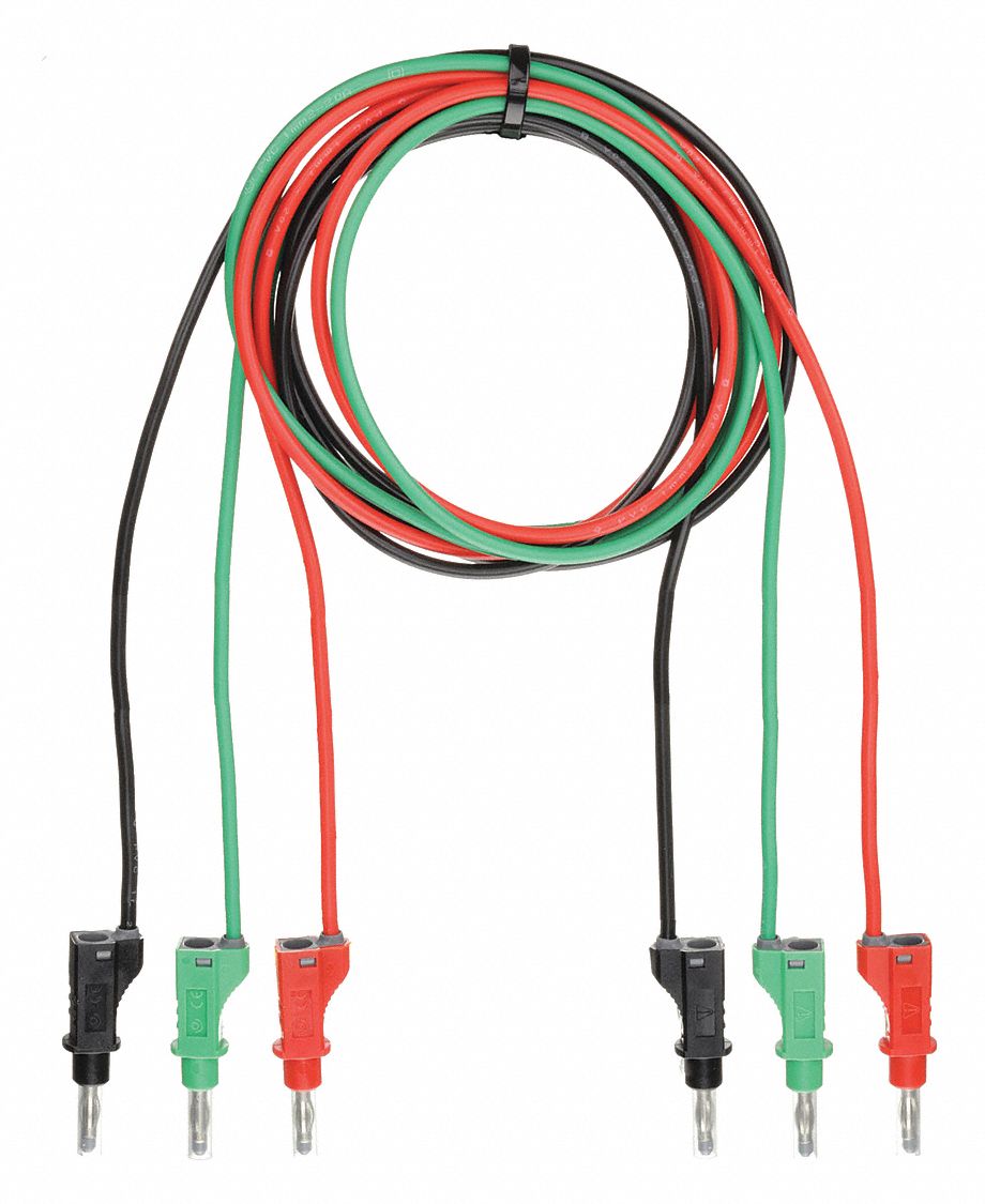 Retractable Cable Sleeve: 60 in Lg, Banana Plug, 0.157 in Meter Connection End Size