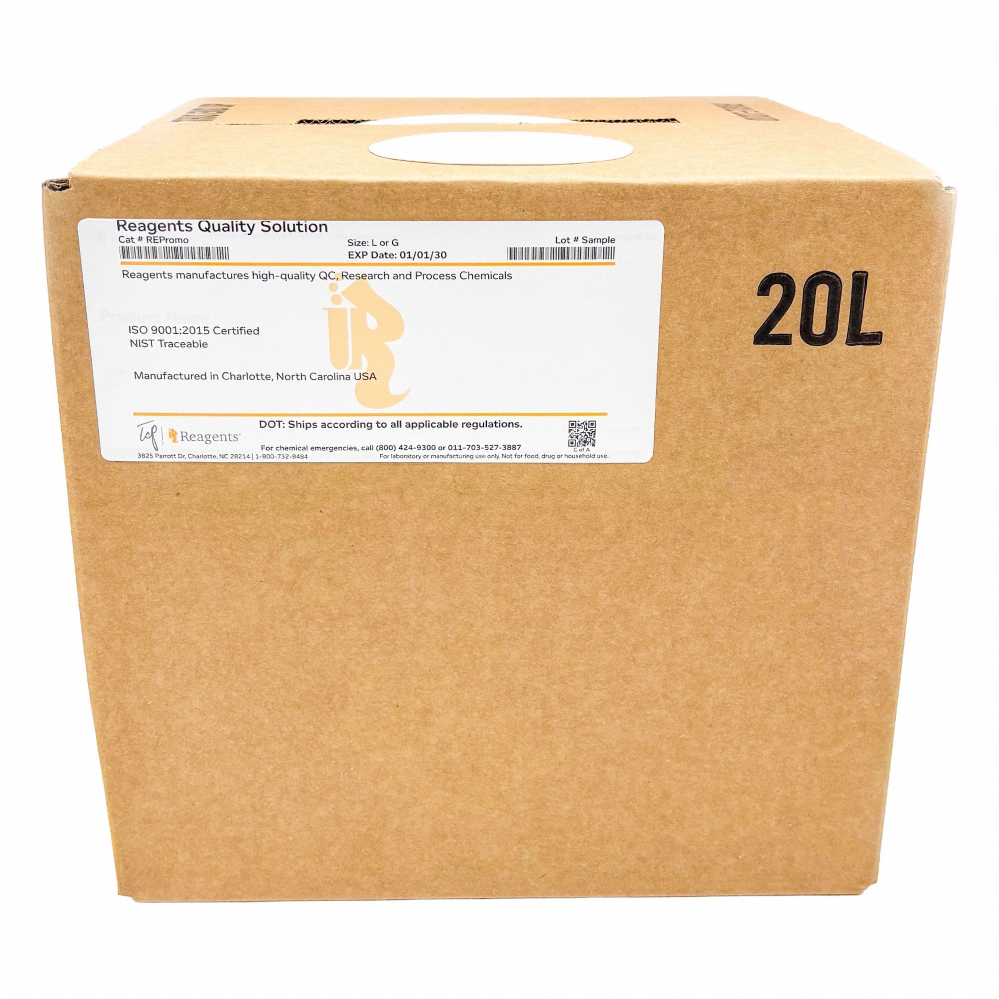 Sulfuric Acid: Reagent, 20 L, 7664-93-9, 0.1N, Acid, Liquid, Box, Fiberboard, 3 yr Shelf Life, 1