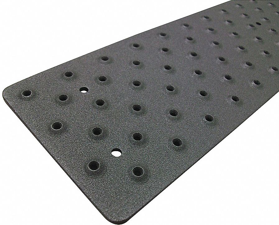 Black, Aluminum Stair Tread Cover, Installation Method: Fasteners, Round Edge Type, 30 in Width