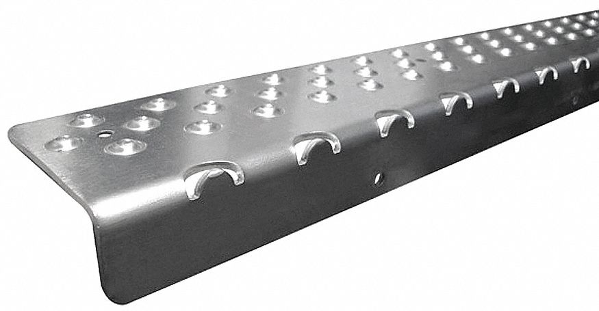 Silver, Aluminum Stair Nosing, Installation Method: Fasteners, Round Edge Type, 30 in Width