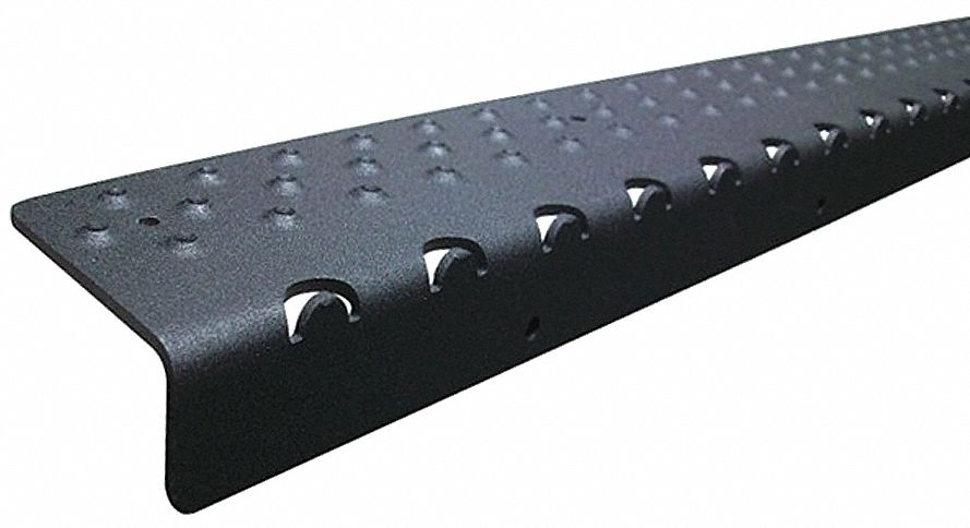 Black, Aluminum Stair Nosing, Installation Method: Fasteners, Round Edge Type, 30 in Width