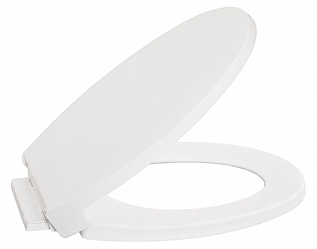 White, Plastic, Toilet Seat 20G111GR1400SC001 Grainger