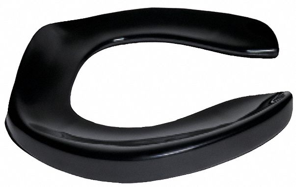 Toilet Seat: Open, Cover Not Included, Stainless Steel, Self-Sustaining Check, 1 in Seat Ht, Black
