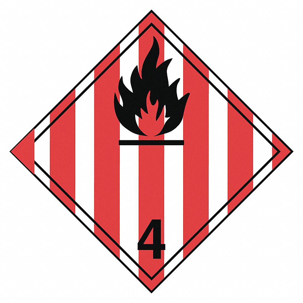 TDG LABEL, CLASS 4.1, RED/BLACK/WHITE, 4 X 4 IN, PAPER, RL 500