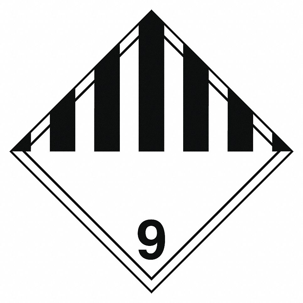 ÉTIQUETTE TMD, CLASSE 9, NOIR/BLANC, 4X4PO, VINYLE, RL 500