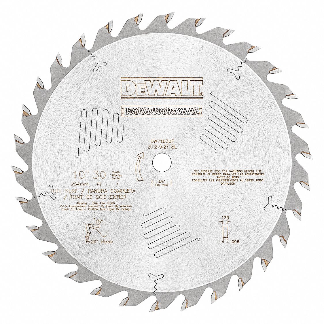 Dewalt Circular Saw Blade Carbide 10in 30 Teeth 20gw10 Dw71030f Grainger