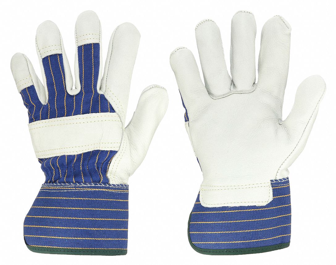 VF, Leather Gloves, Bge/Bl, L, 3AT60, PR