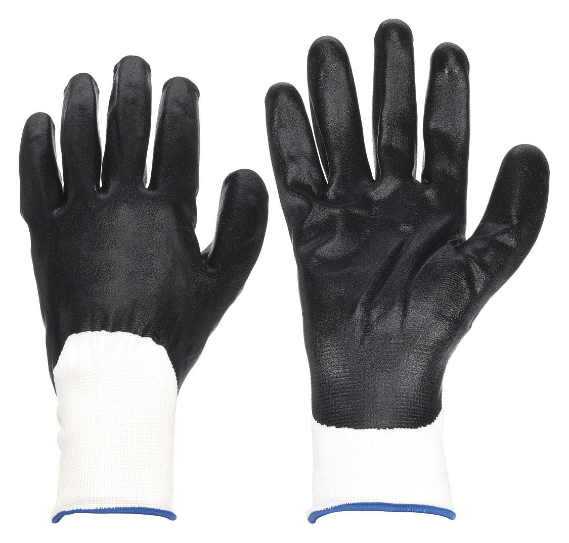 GANTS ENDUITS, M(8), LISSE, TREMPÉ NITRILE, NIVEAU D'ABRASION 4 ANSI, MANCHETTE TRICOT