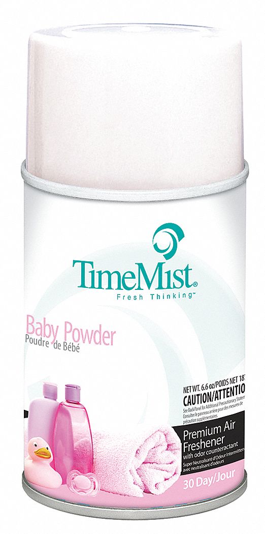 Timemist Metered Air Freshener Refill Liquid Aerosol Spray 5 3 Oz Baby Powder Fragrance Pk 12 h196 Grainger