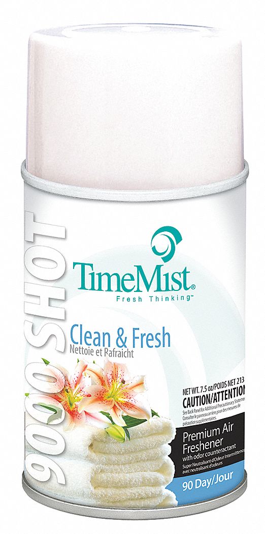 Metered Air Freshener Refill: TimeMist®, 7.5 oz Container Size, 90 day Refill Life, 4 PK