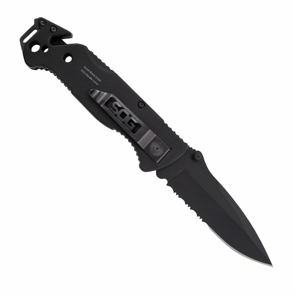 SOG Folding Rescue Knife: 3 1/2 in Blade Lg, 4 3/4 in Closed Lg, 8 1/4 ...