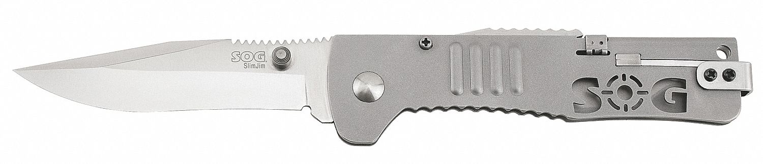 Folding Knife: 3 1/4 in Blade Lg, 4 1/4 in Closed Lg, 7 1/2 in Overall Lg, Stainless Steel
