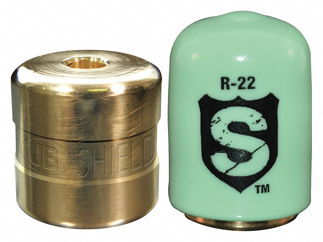 Refrigerant Locking Cap: Brass, 1/4 in Connection, 13/16 in Lg, R-22/R-410A/Universal