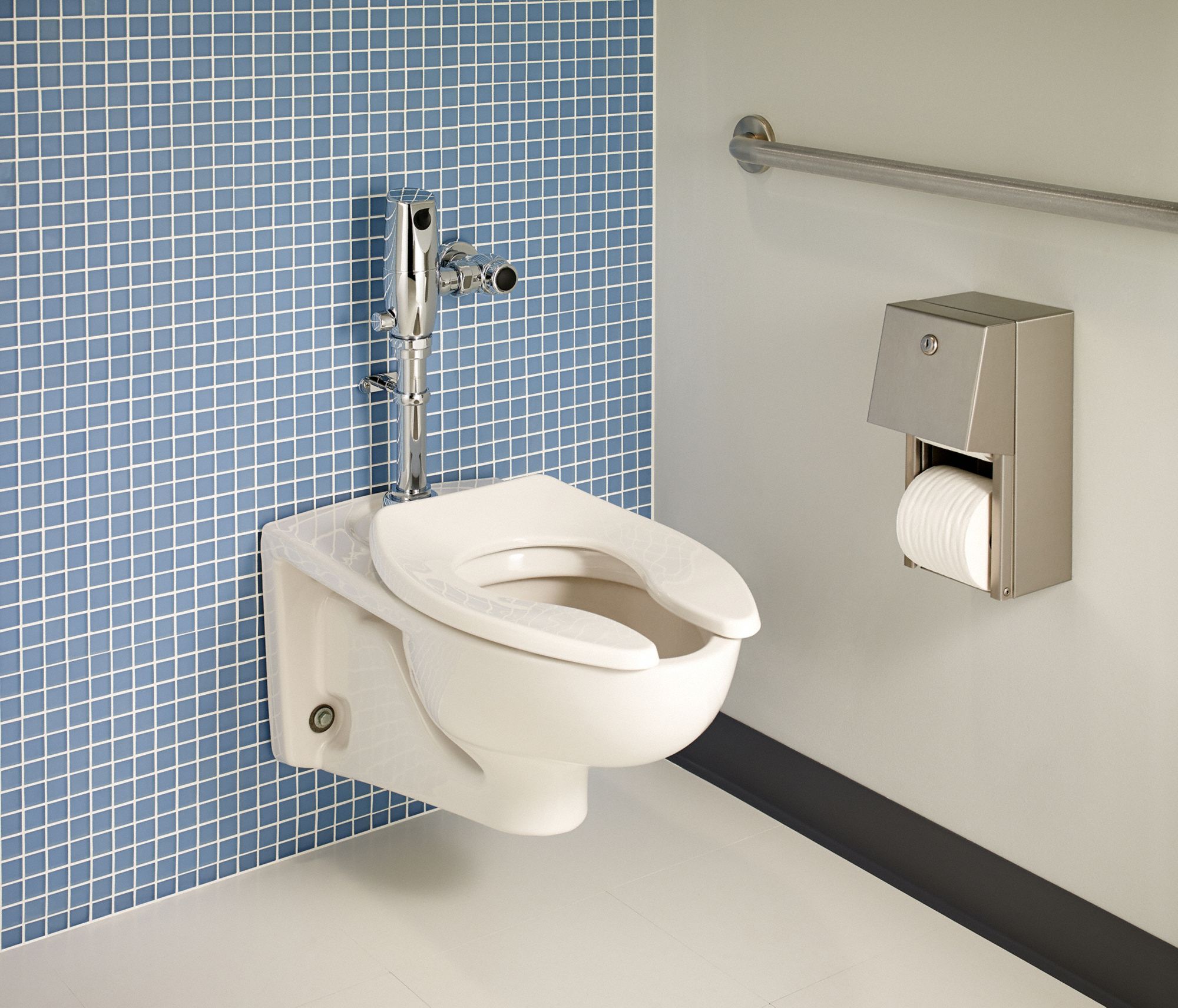 AMERICAN STANDARD Elongated, Wall, Flush Valve, Toilet Bowl, 1.1/1.6