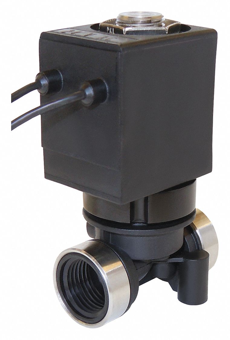 SOLENOID VALVE: 2-WAY, NORMALLY CLOSED, ⅜ IN PIPE SIZE, 120V AC, POPPET