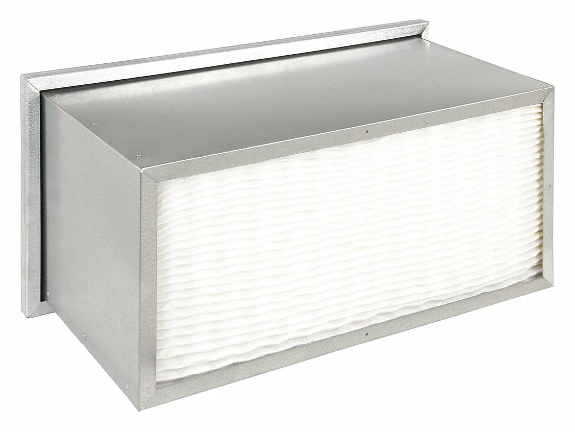 Minipleat Air Filter: 12 in x 24 in x 12 in, Fiberglass, Galvanized Steel, Single Header