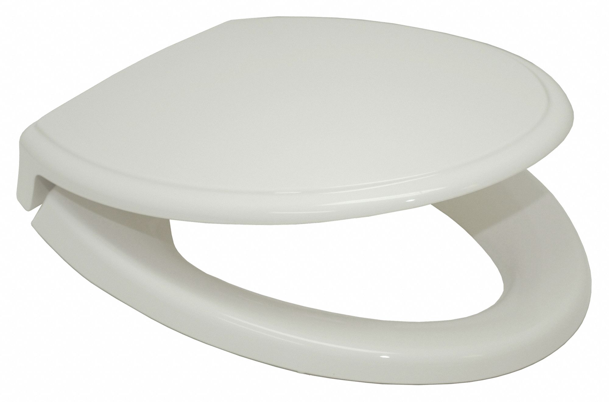 Toilet Seat: Closed, Cover Included, Plastic, Slow Close, 2 5/8 in Seat Ht, White