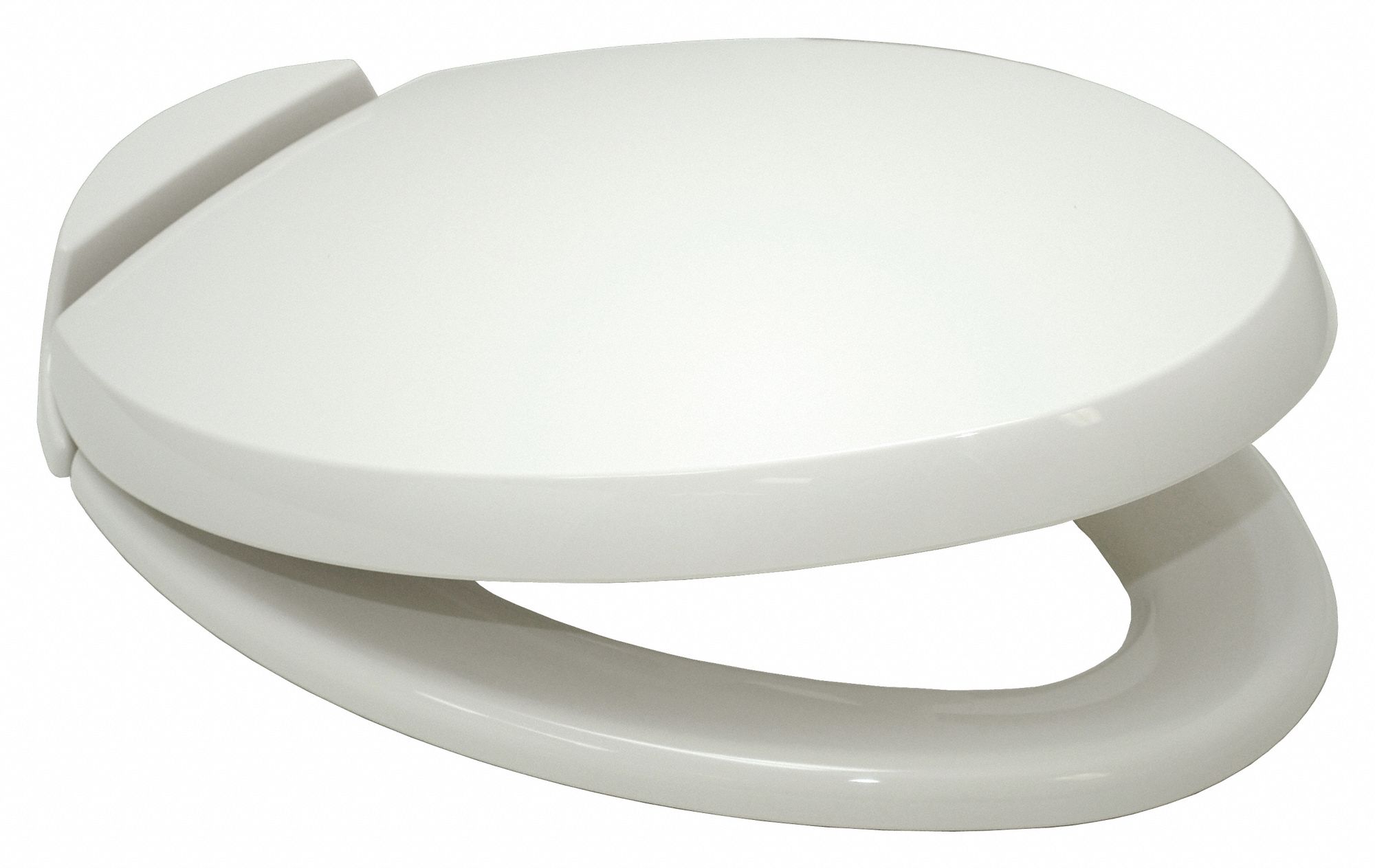 Toilet Seat: Closed, Cover Included, Plastic, Slow Close, 3 in Seat Ht, White, For Elongated Bowl