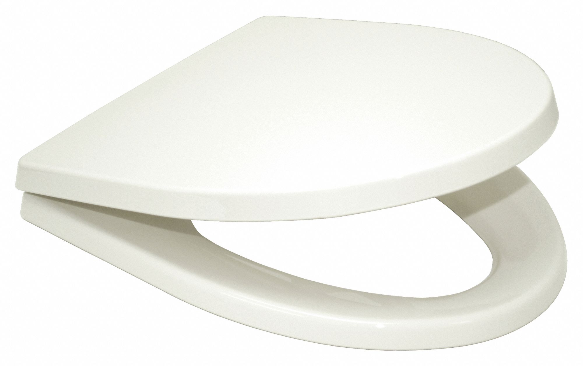 Toilet Seat: Closed, Cover Included, Plastic, Slow Close, 2 1/2 in Seat Ht, White