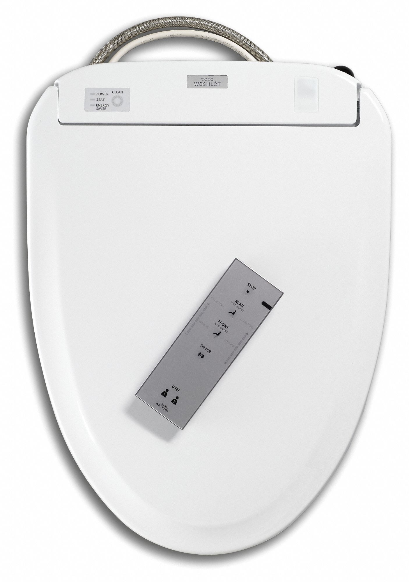 Bidet Toilet Seat: Closed, Cover Included, Plastic, Lift-Off, 3 15/16 in Seat Ht, White