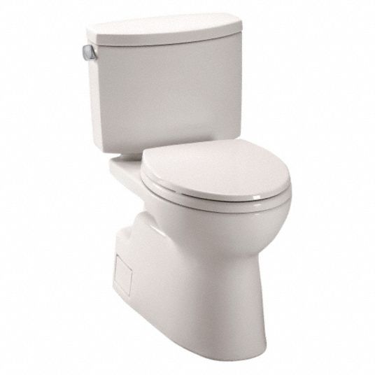 Toto Single Flush Left Hand Trip Lever Two Piece Tank Toilet Elongated hu22 Cst474cefg 12 Grainger