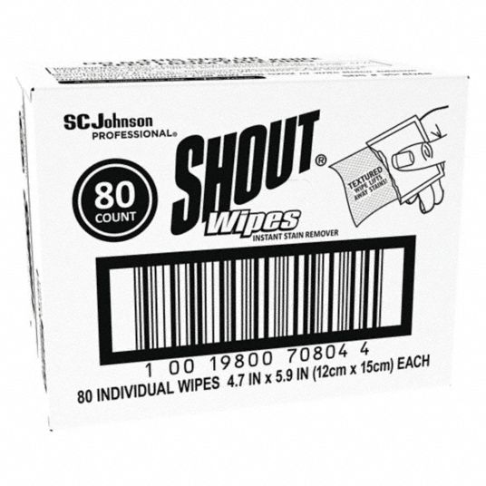 Shout Wipe & Go Instant Stain Remover, 4.7 x 5.9, 80 Packets-carton